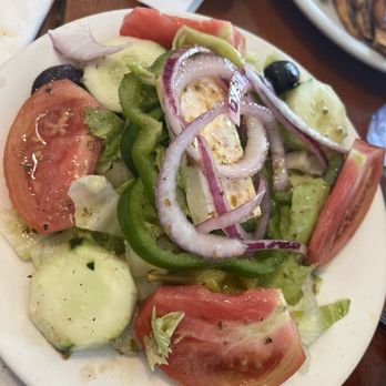 Mykonos - Greek salad with potato salad - Greek Near Me - Tarpon Springs, Florida Mykonos - Greek salad with potato salad - Greek Near Me - Tarpon Springs, Florida