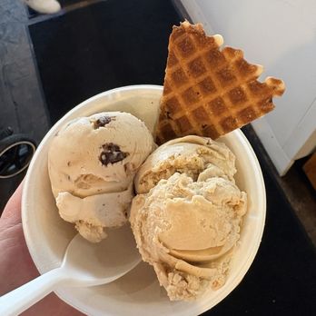 Jeni's Splendid Ice Creams - Salted Peanut Butter with Chocolate Flecks Ice Cream Pint and double cookie dough - Ice Cream & Frozen Yogurt Near Me - Charleston, South Carolina