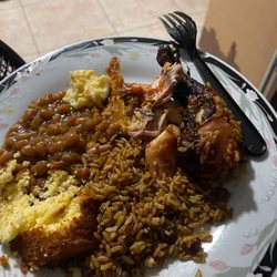 Mr Cobbs BBQ & Wings - 1/4 BBQ Chicken Baked Beans cornbread rice and peas