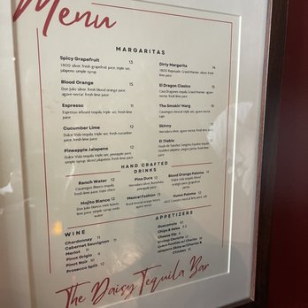 The Daisy Tequila Bar - Menu. - Cocktail Bars Near Me - Macon, Georgia