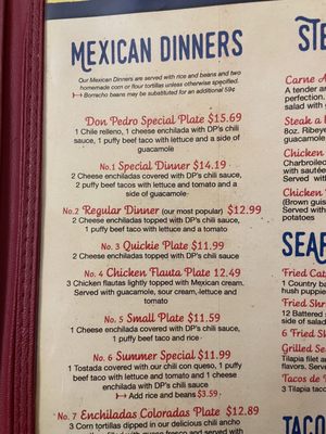 Menu photo 5 Don Pedro Mexican Restaurant San Antonio, TX