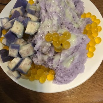 Tea Funny - Taro shaved ice with real taro and mango pearls - Bubble Tea Near Me - Calgary, Alberta Tea Funny - Taro shaved ice with real taro and mango pearls - Bubble Tea Near Me - Calgary, Alberta