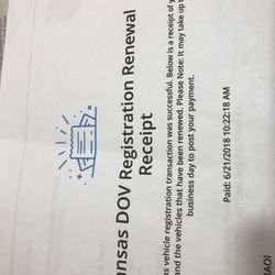 Kansas Department of Motor Vehicles - Copy of receipt received for paid registration on 06/21/19, I just noticed the dumb asses are using the wrong year.