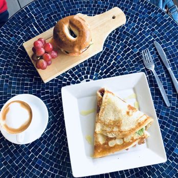 Café Miriam- City Park - Our delicious food! Cappuccino, Lox on Bagel, and Prosciutto Crepe - Coffee & Tea Near Me - Denver, Colorado