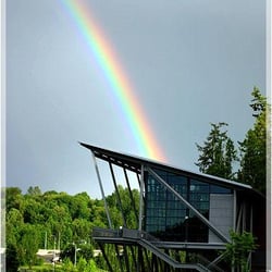 Photo of the commons area outside Cascadia/UW Bothell.