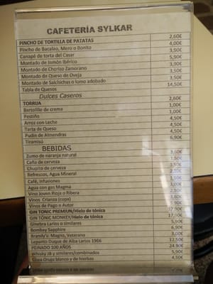 Menu photo 4 Sylkar Madrid, M Menu photo 4 Sylkar Madrid, M