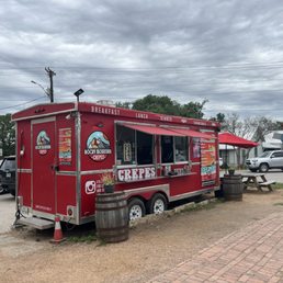 Rocky Mtn Crepes food truck on the corner, just down from Gruene Outfitterz. Rocky Mtn Crepes food truck on the corner, just down from Gruene Outfitterz.