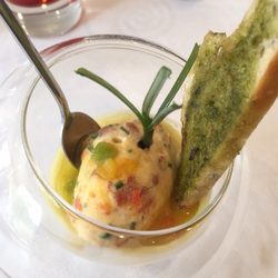 Hostellerie de la Rivière - Mise en bouche: peppers with chorizzo