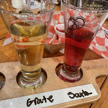 St  Ambrose Cellars - Half a Holiday mead flight...Grateful Head and Santa's Little Helper - Wineries Near Me - Beulah, Michigan