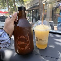 Calamansi growler ($12) and mango pineapple slush ($6)