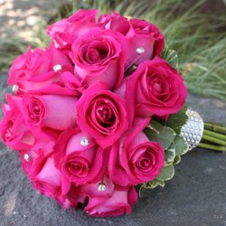 Opal's Artistry in Flowers & Balloons - Pink Roses Bridal Bouquet, handtied bouqet, custom designed to suit each bride.