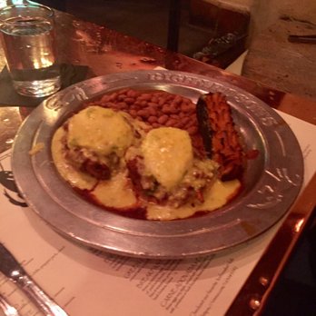 Dick's Hideaway - Carne adovada eggs Benedict with a stuffed poblano pepper - Breakfast & Brunch Near Me - Phoenix, Arizona Dick's Hideaway - Carne adovada eggs Benedict with a stuffed poblano pepper - Breakfast & Brunch Near Me - Phoenix, Arizona