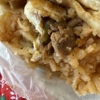 La Casa del Tamal - Steak, egg, beans, and rice breakfast burrito. I think it has jalapeños too. I saw little green bits. - Mexican Near Me - Athens, Alabama La Casa del Tamal - Steak, egg, beans, and rice breakfast burrito. I think it has jalapeños too. I saw little green bits. - Mexican Near Me - Athens, Alabama