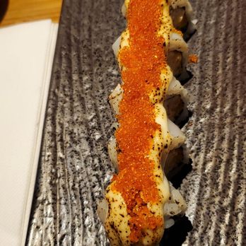 Flame - Captain Planet spicy crunchy snow crab, seared scallop, orange tobiko, and cream sauce - Asian Fusion Near Me - Bronx, New York Flame - Captain Planet spicy crunchy snow crab, seared scallop, orange tobiko, and cream sauce - Asian Fusion Near Me - Bronx, New York