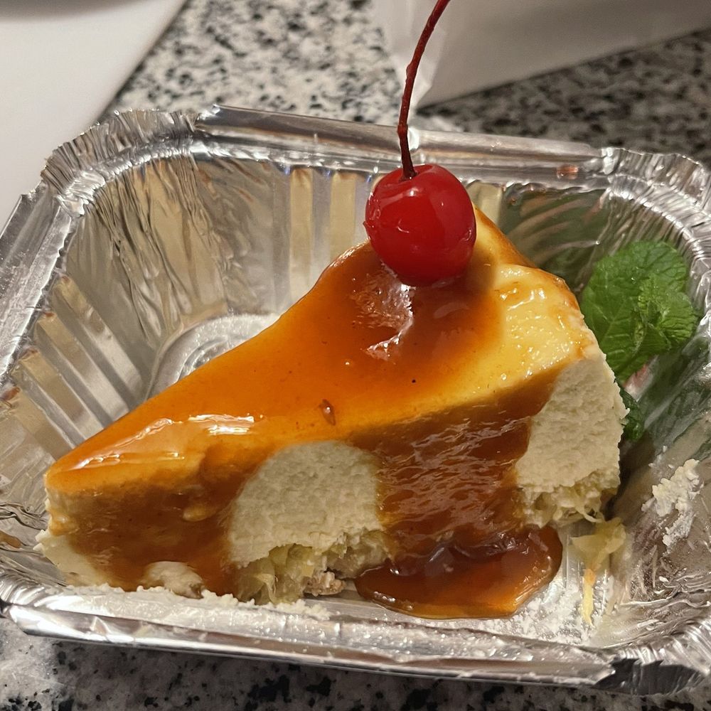 The Islands - Pineapple Cheesecake with Guava Sauce - Caribbean Near Me - Brooklyn, New York The Islands - Pineapple Cheesecake with Guava Sauce - Caribbean Near Me - Brooklyn, New York