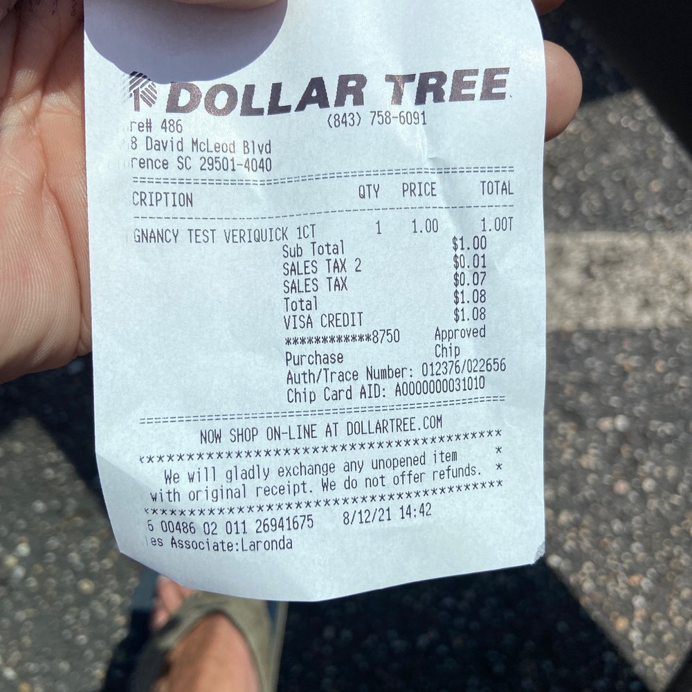 Dollar Tree - Receipt of item with cashiers name. - Discount Store Near Me - Florence, South Carolina Dollar Tree - Receipt of item with cashiers name. - Discount Store Near Me - Florence, South Carolina
