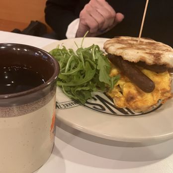 Shopsin's - Minda... dry, pre made egg and not scrambled, veggie sausage. Not great - Sandwiches Near Me - New York, New York