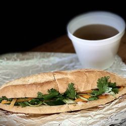 Pho Waipahu - BBQ Chicken Banh Mi with side small Pho Broth