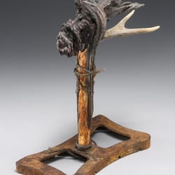 'With Intention' - steel, cement, wood, bone. 24" high