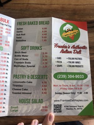 Menu photo 2 Frankie's Italian Deli Naples, FL Menu photo 2 Frankie's Italian Deli Naples, FL