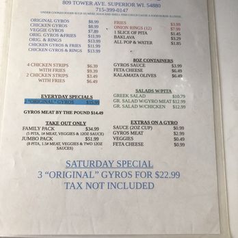 Kostas Gyros - Menu - Greek Near Me - Superior, Wisconsin Kostas Gyros - Menu - Greek Near Me - Superior, Wisconsin