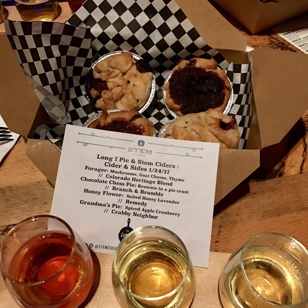 Stem Ciders - Cider (left to right) and pie (top to bottom) pairing! - Bars Near Me - Denver, Colorado Stem Ciders - Cider (left to right) and pie (top to bottom) pairing! - Bars Near Me - Denver, Colorado