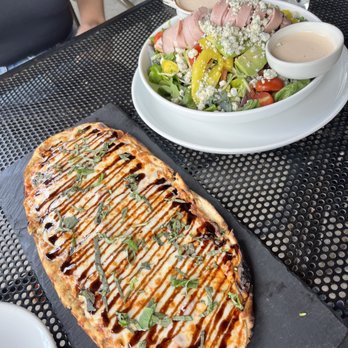 Oak 36 Bar & Kitchen - BYO flatbread with marinara, basil & balsamic glaze. The O-36 Salad with egg on the side. - Bars Near Me - Savannah, Georgia