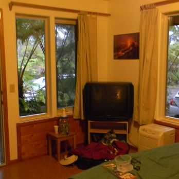 Volcano Inn - view from bed - Hotels Near Me - Volcano, Hawaii Volcano Inn - view from bed - Hotels Near Me - Volcano, Hawaii