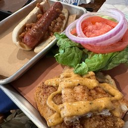 Slow-Smoked Hot Dog and Catfish Burger Combo Slow-Smoked Hot Dog and Catfish Burger Combo