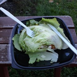 Main Street Mini Mart - A bread-free gluten free tuna lettuce sandwich. Mmmm Onions, tomatoes, ex pickles, and hots!!! Joe, You rock!!!