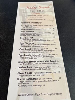 Menu photo 1 Joe's Dining Santa Fe, NM