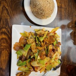 Hometown Supermarket and Chinese Restaurant - Twice cooked pork with fried rice.