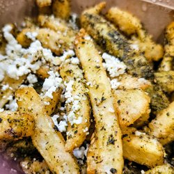 Chutzpah Kitchen - Fries. Highly seasoned. Highly recommended.