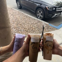 Taro boba, Vietnamese coffee, and Biscoff coffee. Taro boba, Vietnamese coffee, and Biscoff coffee.