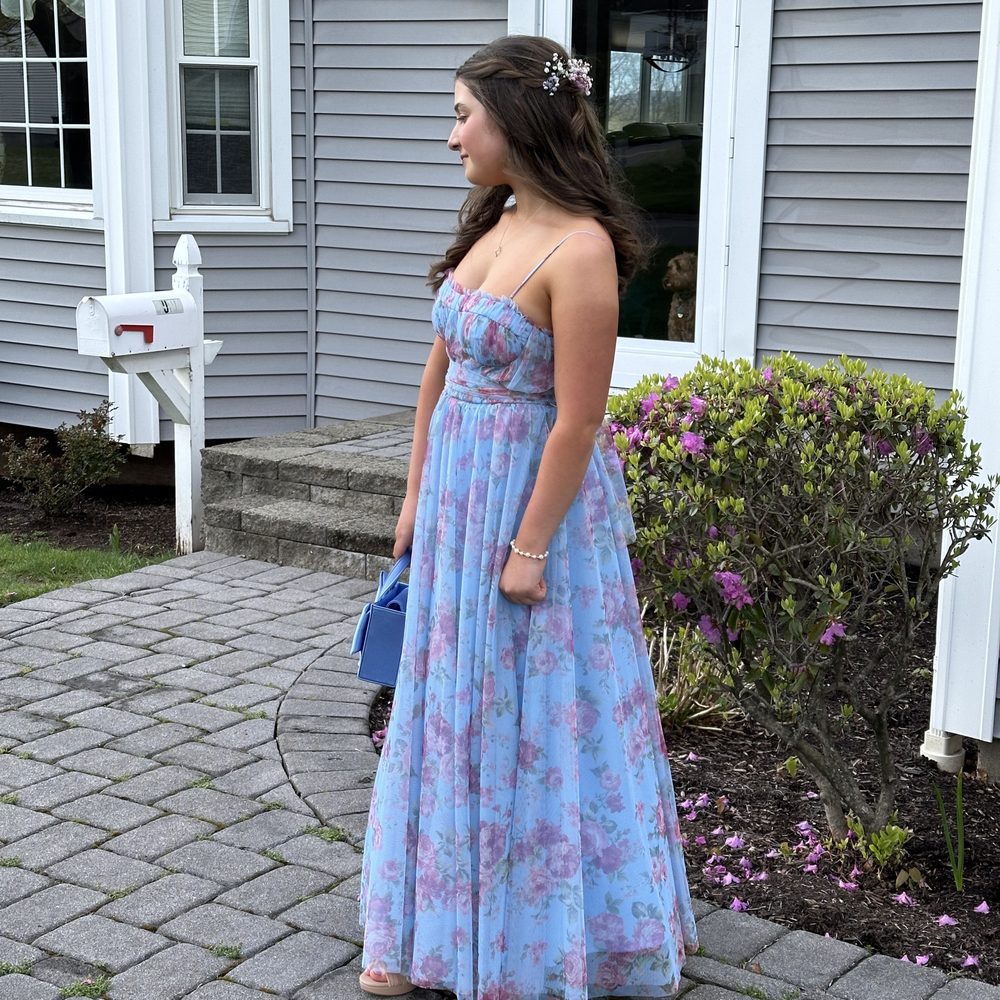 open lace back dress Primavera 4507 Size 4 Midnight Ruffled Prom Dress – Glass Slipper Formals main image 1