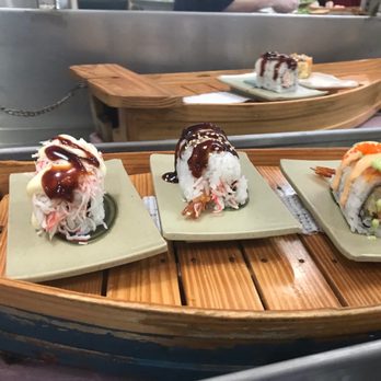 Kobe Sushi Buffet - Sushi boat displayed - Sushi Bars Near Me - Modesto, California Kobe Sushi Buffet - Sushi boat displayed - Sushi Bars Near Me - Modesto, California