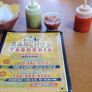 Rancho's Taqueria - Menu , chips & salsa - Mexican Near Me - Houston, Texas Rancho's Taqueria - Menu , chips & salsa - Mexican Near Me - Houston, Texas