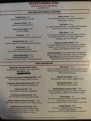 Menu photo 2 The Mayflower Pub San Rafael, CA Menu photo 2 The Mayflower Pub San Rafael, CA
