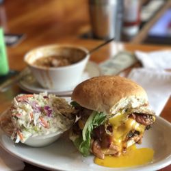 Duffy's At The Glenmore - The Glenmore burger was unbelievable. 1/2lb burger with egg bacon cheese and sauce. My wife and I shared it and it was awesome.