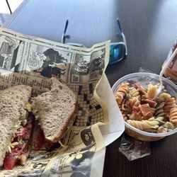 The Sandwich Shop - Fried bologna on rye, pasta salad