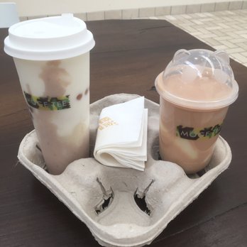 Moge Tee - two drinks and a napkin on a tray - Bubble Tea Near Me - McLean, Virginia