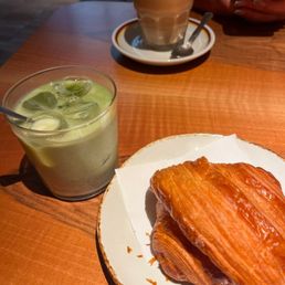 Croissant and Matcha Latte Croissant and Matcha Latte