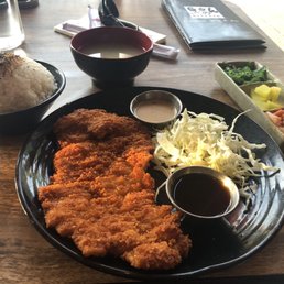 Pork katsu rice plate