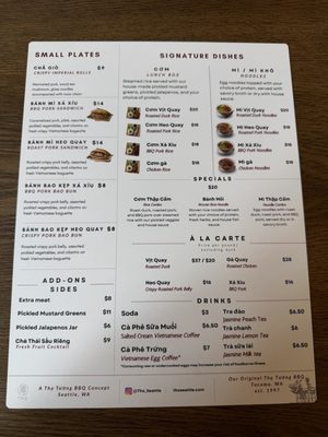 Menu photo 2 Tho Seattle, WA