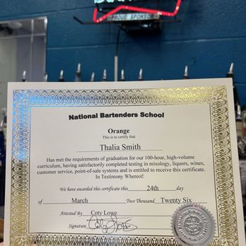 OC Bartending School - Graduate! - Bartending Schools Near Me - Orange, California