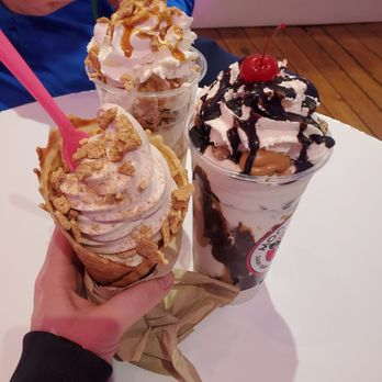 Moo Moo Cows - Cinnamon Toast Crunch MooFait, Reese's Peanut Butter MooFait and Cinnoman Toast Crunch soft serve in a waffle cone. - Ice Cream & Frozen Yogurt Near Me - Baltimore, Maryland Moo Moo Cows - Cinnamon Toast Crunch MooFait, Reese's Peanut Butter MooFait and Cinnoman Toast Crunch soft serve in a waffle cone. - Ice Cream & Frozen Yogurt Near Me - Baltimore, Maryland