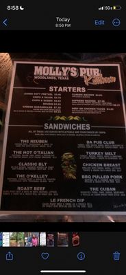 Menu photo 2 Molly's Pub Spring, TX