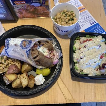 The Big Greek Cafe - Generous servings of Gyro, roasted potatoes, Greek salad, and chickpeas - Greek Near Me - Leesburg, Virginia