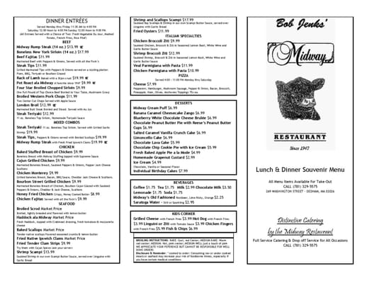 Menu photo 7 Midway Restaurant Dedham, MA Menu photo 7 Midway Restaurant Dedham, MA