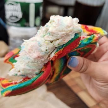 Liberty Bagels - Birthday cake cream cheese on a Rainbow bagel. Toasted - Bagels Near Me - Elmhurst, New York Liberty Bagels - Birthday cake cream cheese on a Rainbow bagel. Toasted - Bagels Near Me - Elmhurst, New York